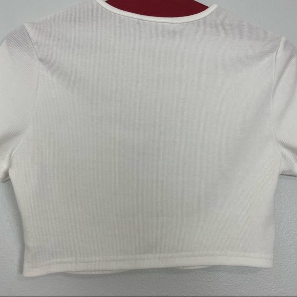 Cropped Ribbed Baby Tee | White | Size Small - Picture 6 of 9